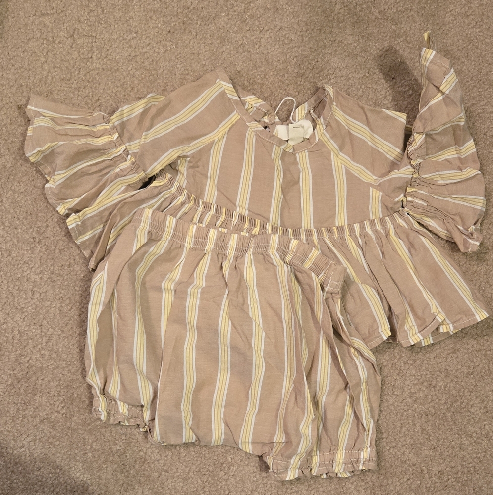 Banana Republic Striped Ruffle Sleeve Top With Bloomers Size 12m